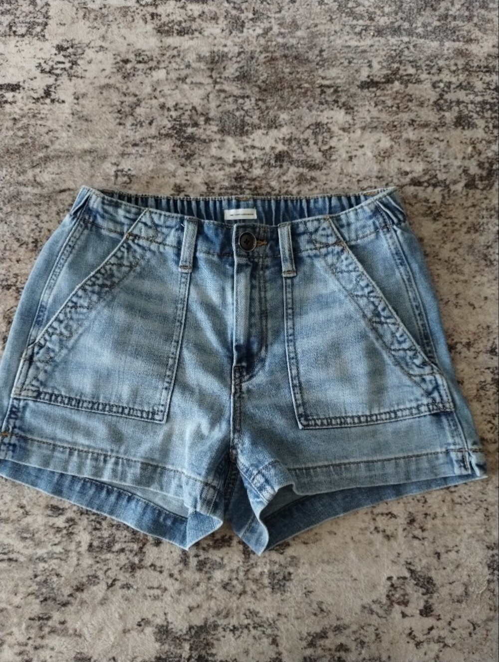 aerie Light Wash Denim Jean Shorts with Front Patch Pockets XS